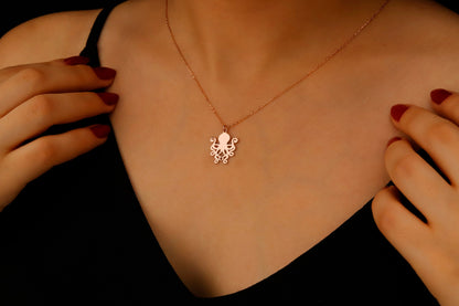 Sterling Silver Octopus Necklace - Unique Marine Jewelry