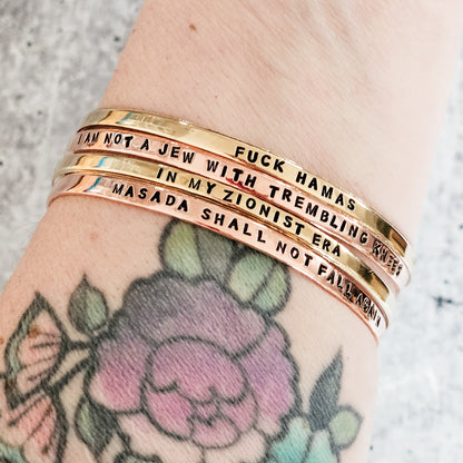Believe in Miracles Hanukkah Adjustable Skinny Cuff Bracelet