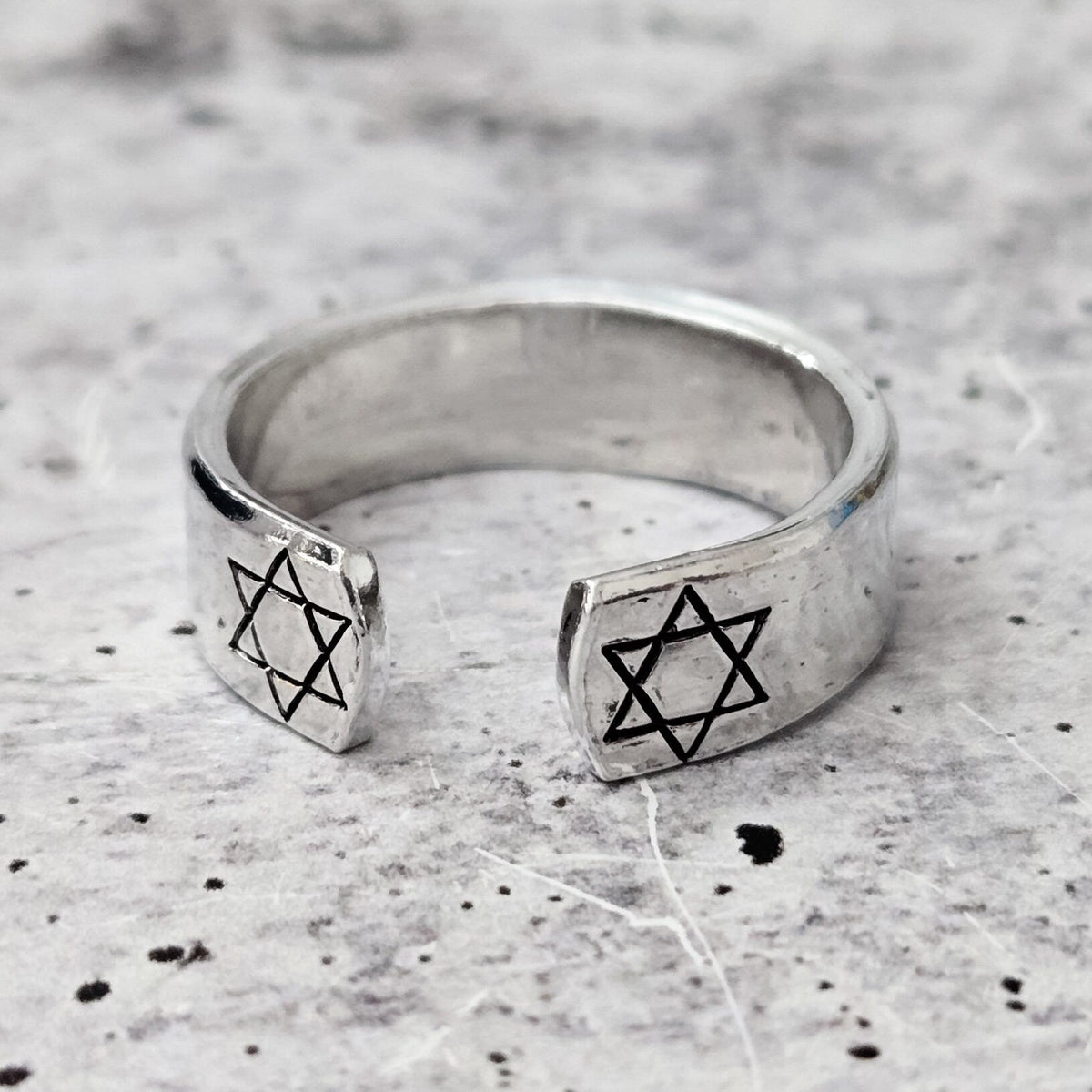 Star of David Open Back Thin Band Ring
