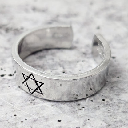 Star of David Open Back Thin Band Ring