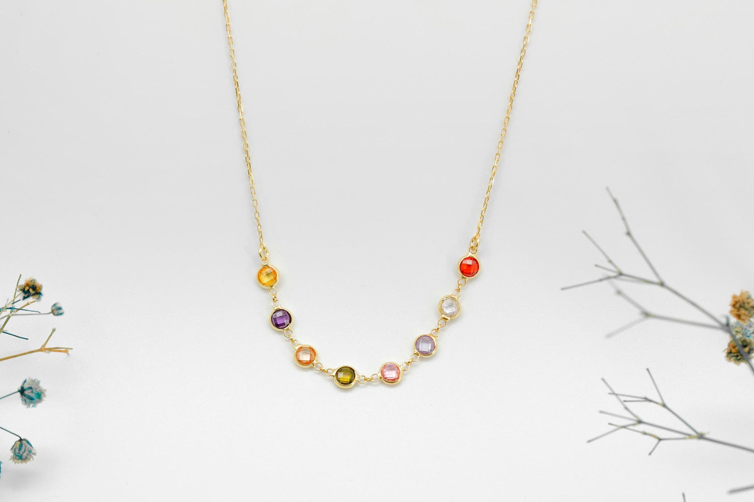 Rainbow Gemstone Choker by SilverGoldandRose