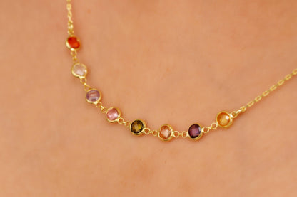 Rainbow Gemstone Choker by SilverGoldandRose