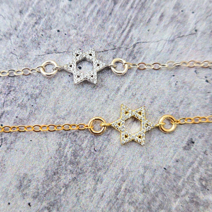 Tiny Star of David Crystal Necklace