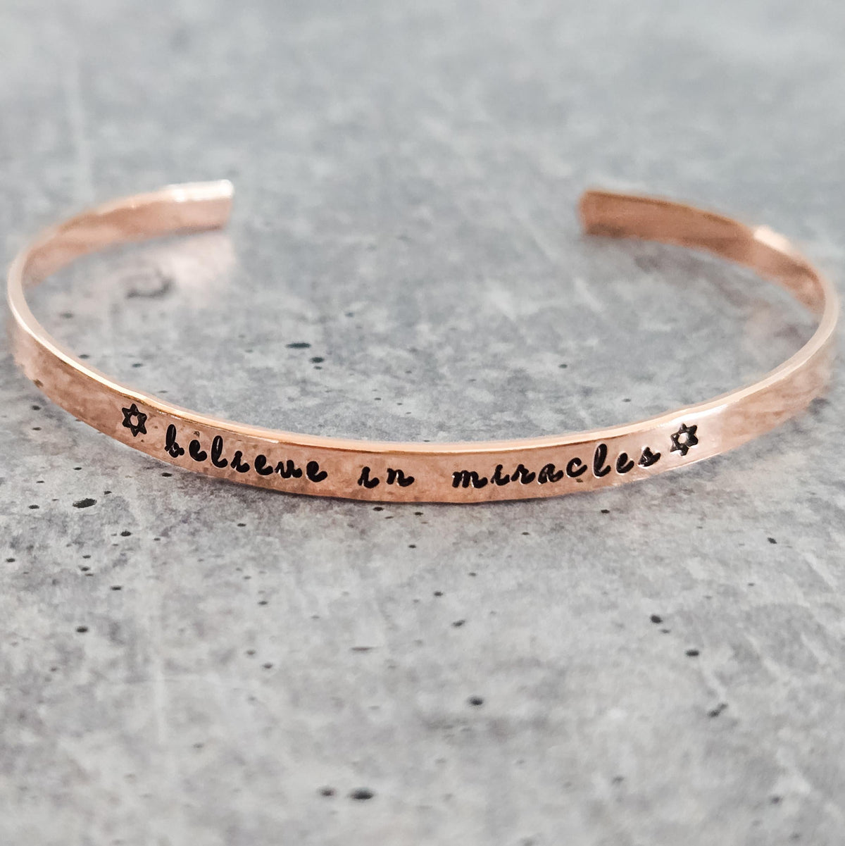 Believe in Miracles Hanukkah Adjustable Skinny Cuff Bracelet