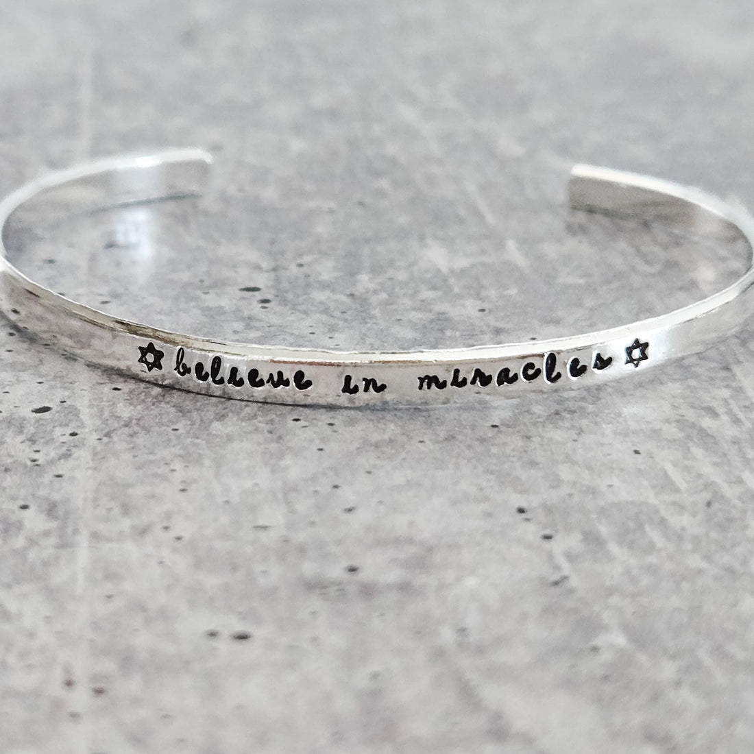 Believe in Miracles Hanukkah Adjustable Skinny Cuff Bracelet
