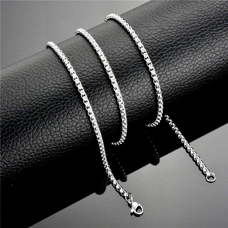 Small Silver Stainless Steel Cross Necklace with Box Chain