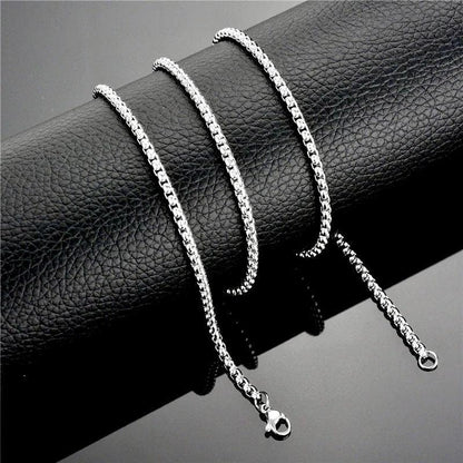 Small Silver Stainless Steel Cross Necklace with Box Chain