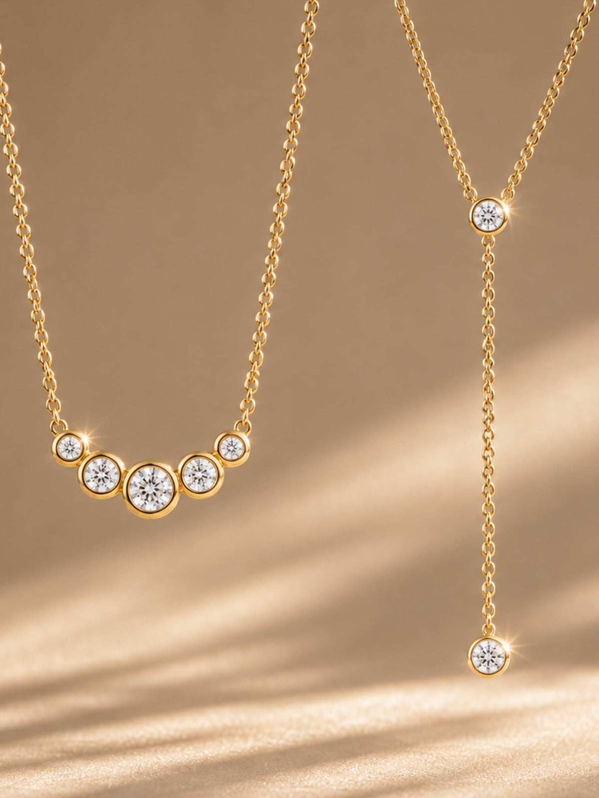 Gold Filled Diamond Bezel Cluster Necklace