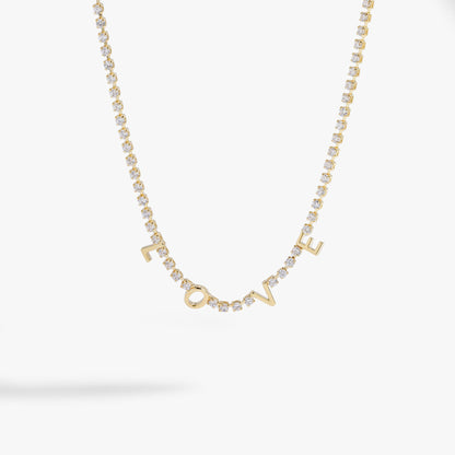 "Love" Crystal Tennis Necklace