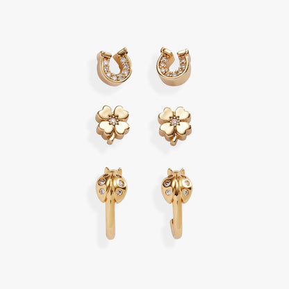 Love and Luck Stud &amp; Hoop Earrings Set of 3