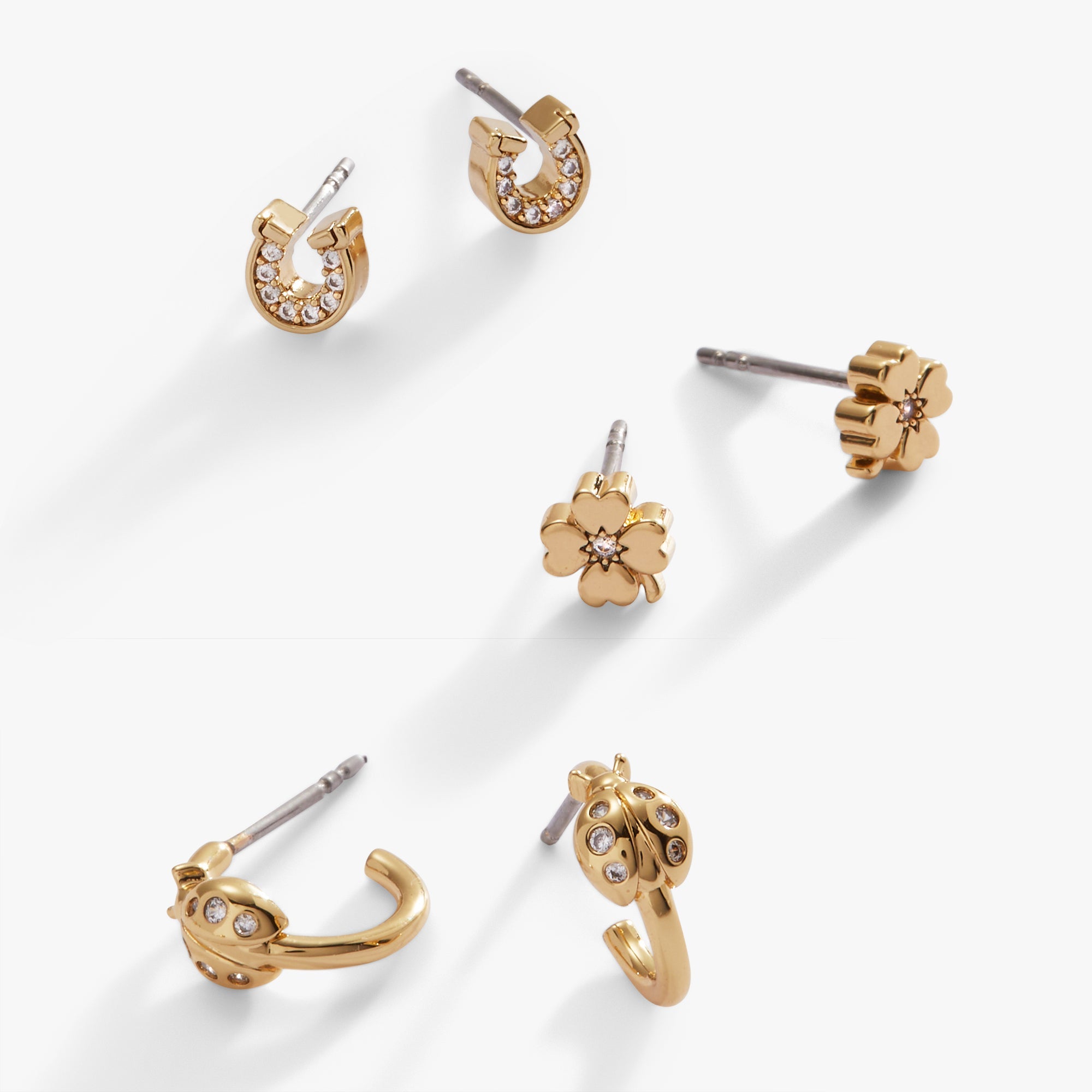 Love and Luck Stud &amp; Hoop Earrings Set of 3