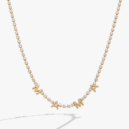 "Mama" Crystal Tennis Necklace