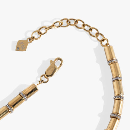 Tube Bead and Crystal Chain Bracelet