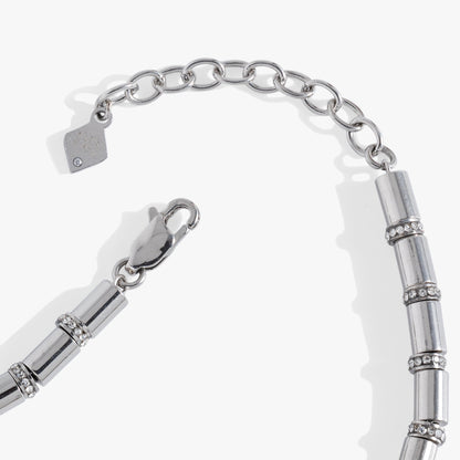 Tube Bead and Crystal Chain Bracelet