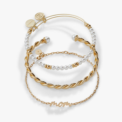 Mom Script Bracelet, Set of 3