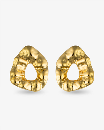 Nathalia Hammered Organic Gold Statement Earrings