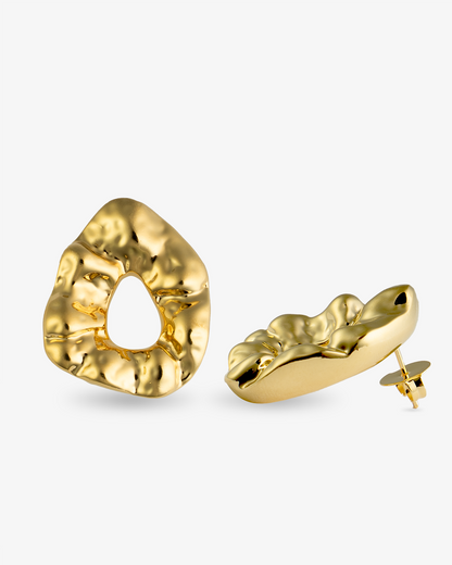 Nathalia Hammered Organic Gold Statement Earrings