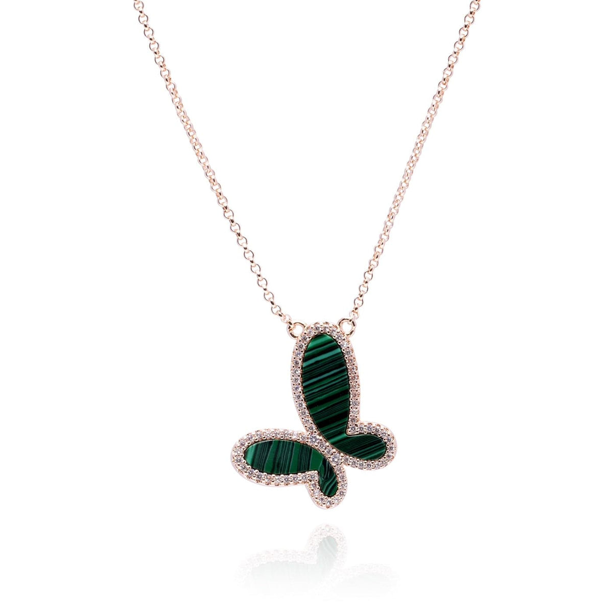 Silver Mother of Perl &amp; Cubic Zirconia Butterfly Necklace Jewelry