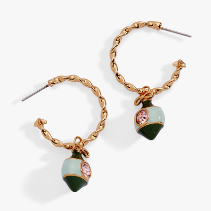 Crystal Bow &amp; Ornament Twisted Hoop Earrings