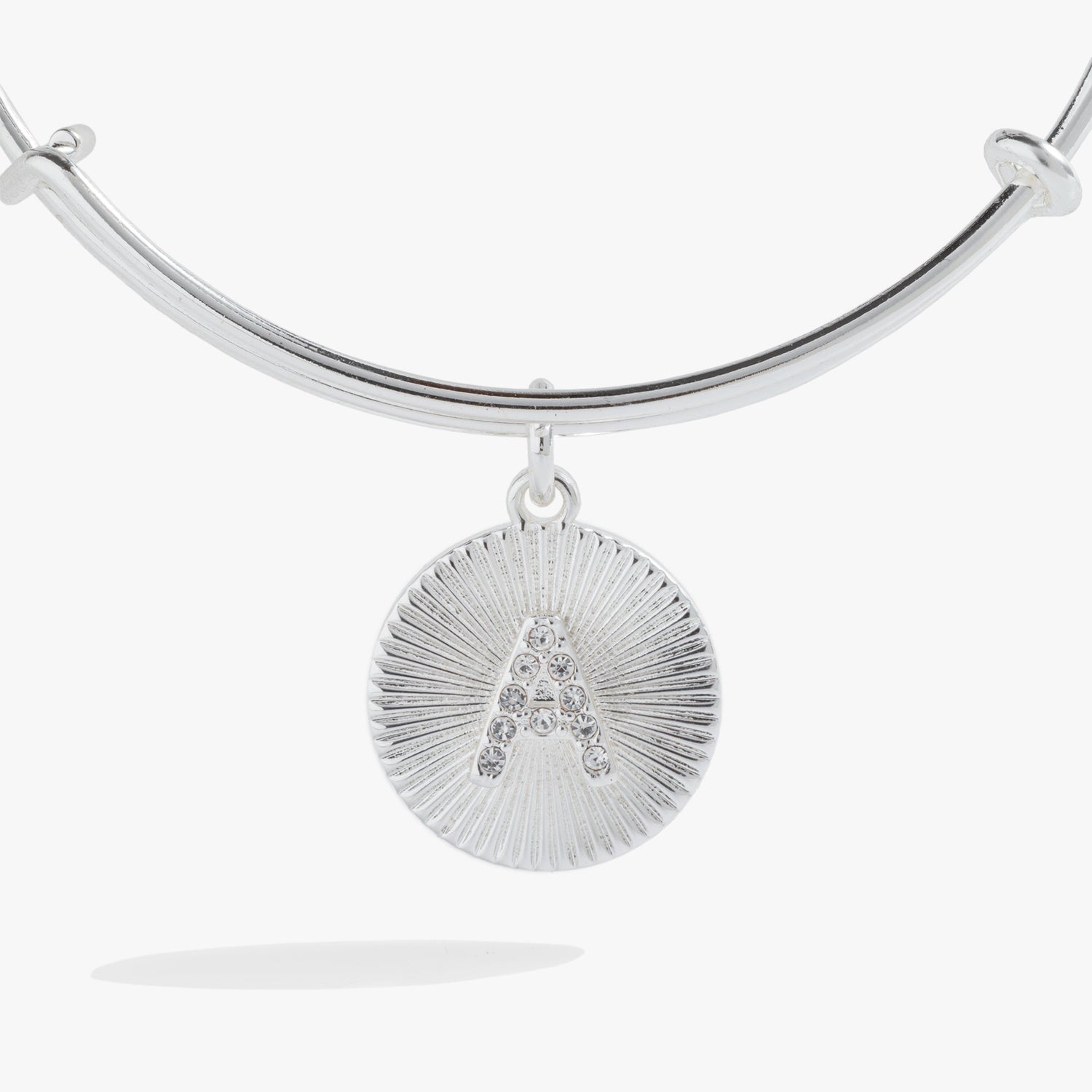 Initial A Pave Starburst Texture Bangle