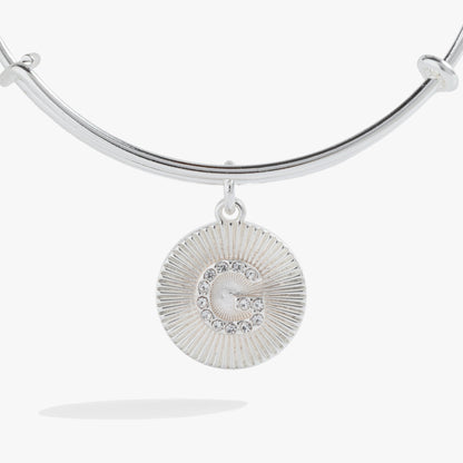 Initial G Pave Starburst Texture Bangle