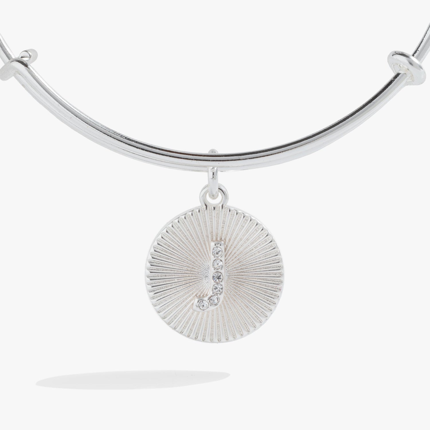 Initial J Pave Starburst Texture Bangle