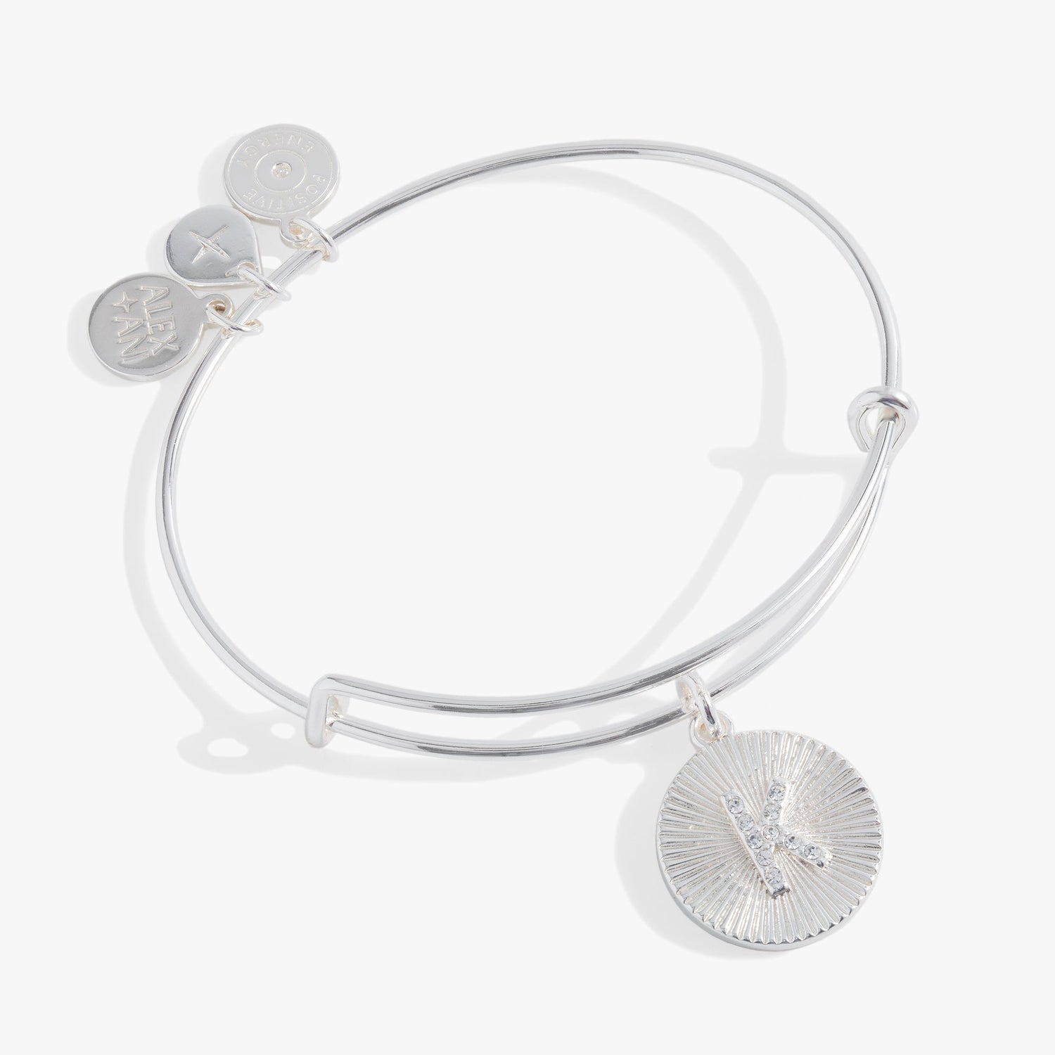 Initial K Pave Starburst Texture Bangle