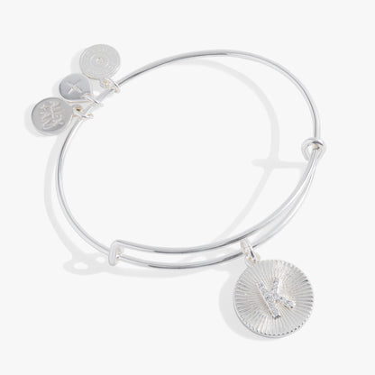 Initial K Pave Starburst Texture Bangle
