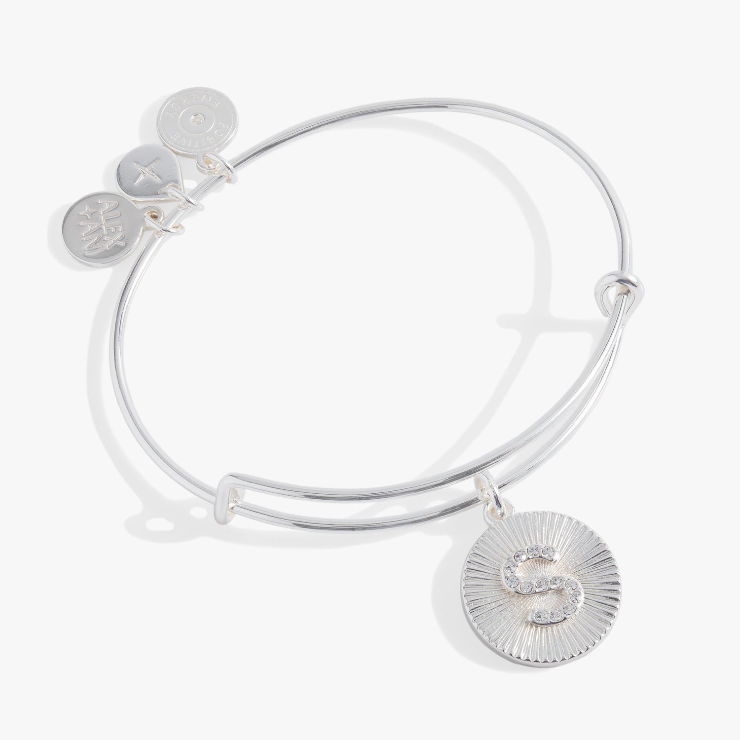 Initial S Pave Starburst Texture Bangle