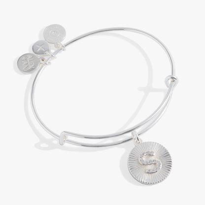 Initial S Pave Starburst Texture Bangle