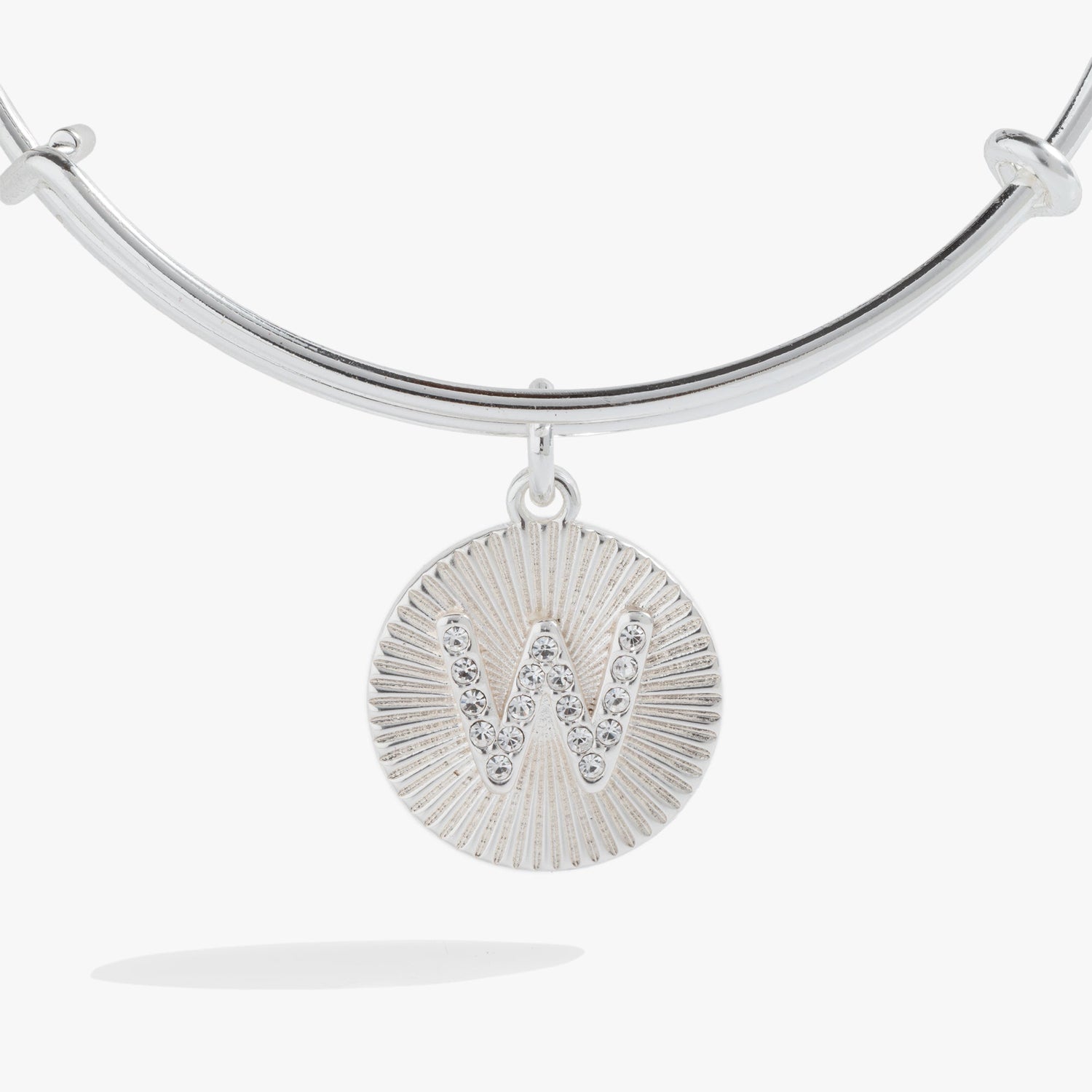 Initial W Pave Starburst Texture Bangle