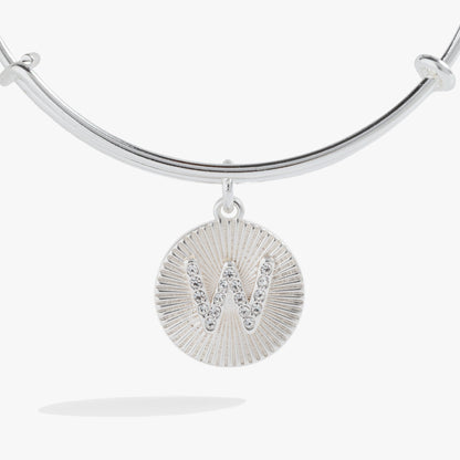 Initial W Pave Starburst Texture Bangle