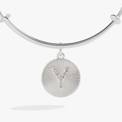 Initial Y Pave Starburst Texture Bangle