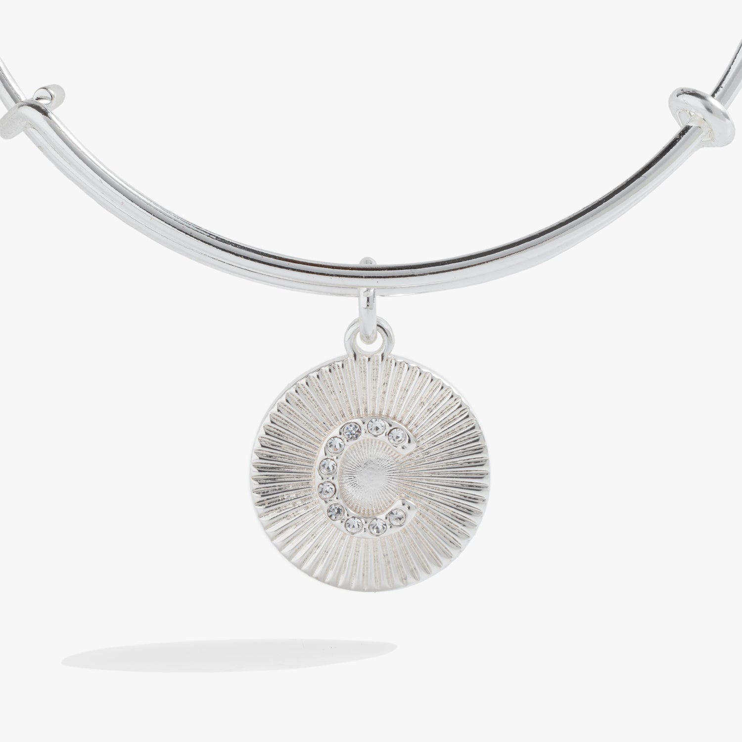 Initial C Pave Starburst Texture Bangle