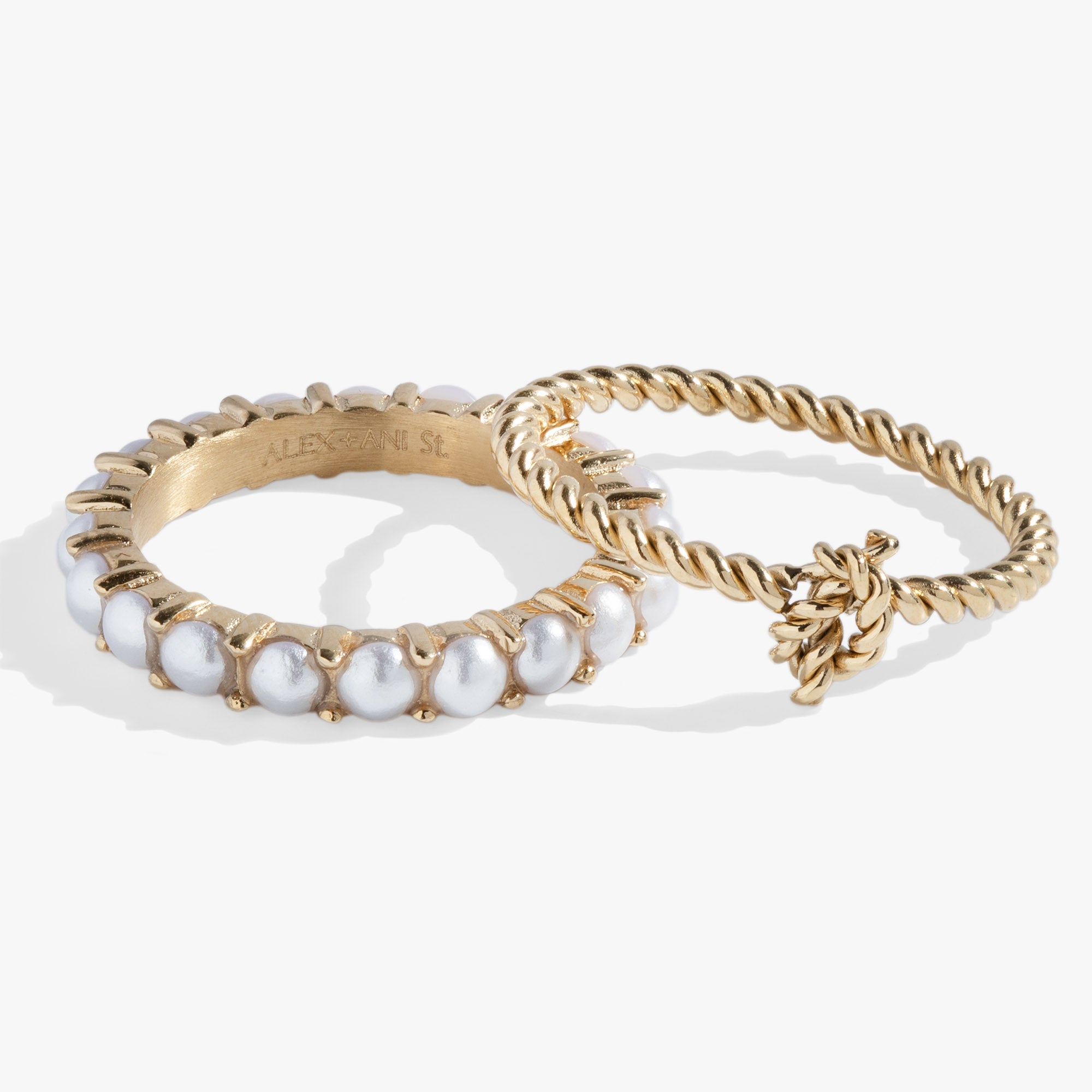 Pearl &amp; Knot Rope Ring Set