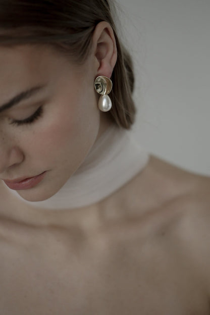 Sculptural Pearl Drop Earrings