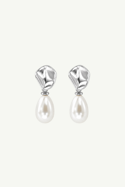 Sculptural Mini Pearl Drop Earrings