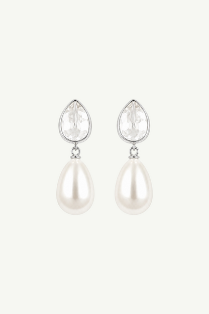 Teardrop Crystal Pearl Drop Earrings