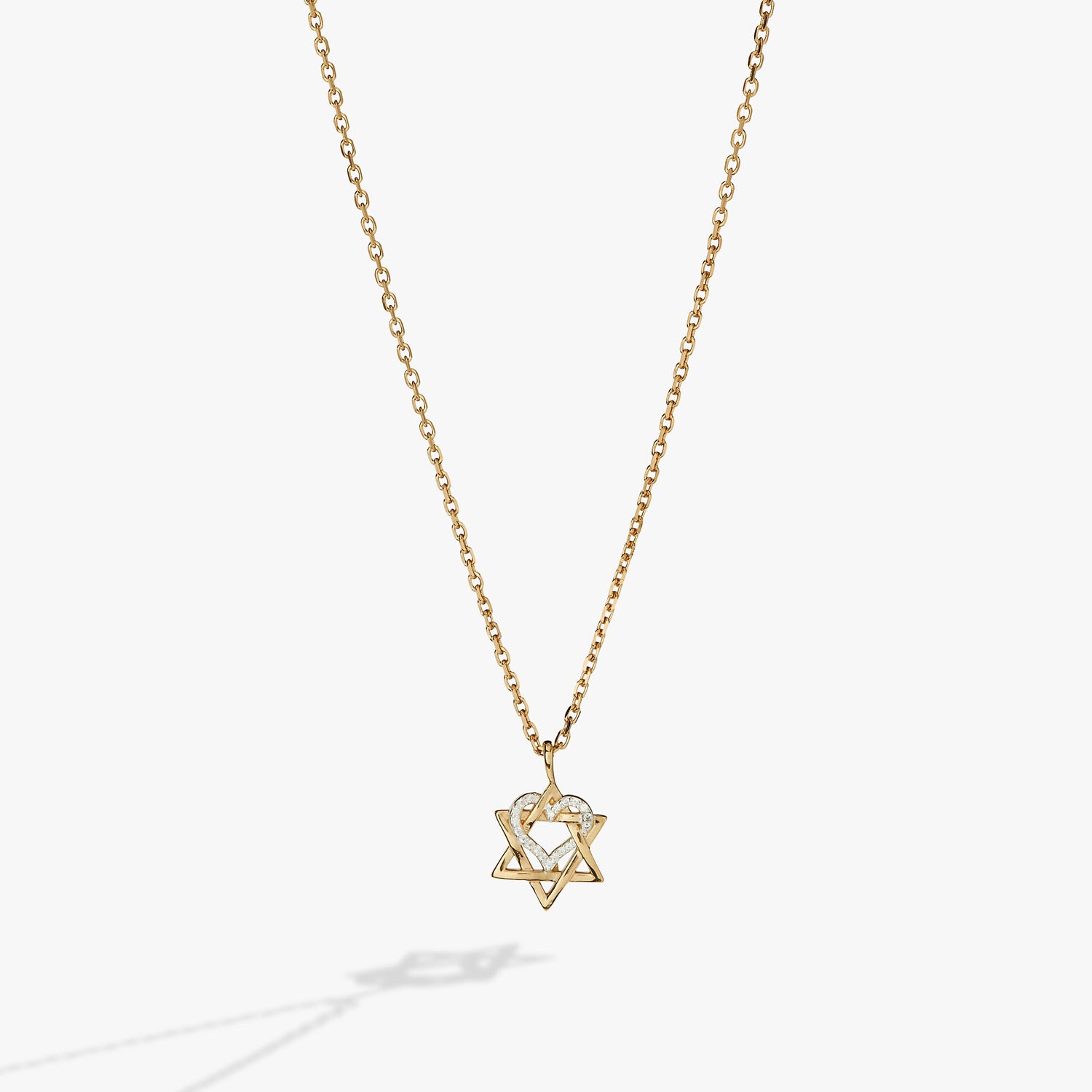 Star of David Heart Necklace, 14kt Gold Plated