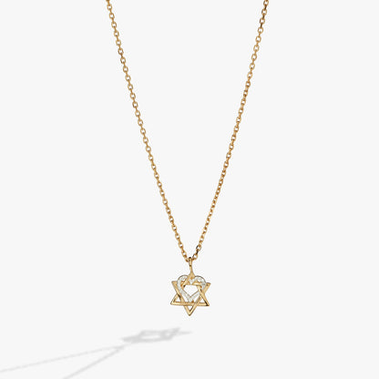 Star of David Heart Necklace, 14kt Gold Plated