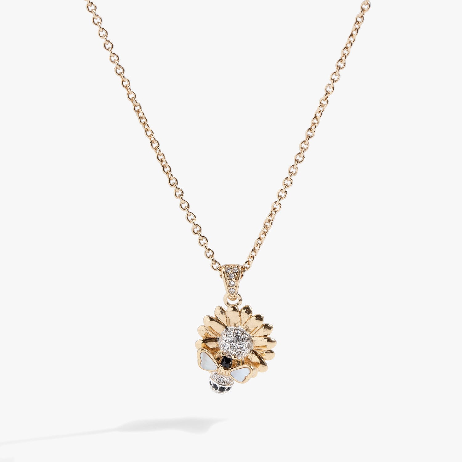 Sunflower &amp; Bee Pendant Necklace