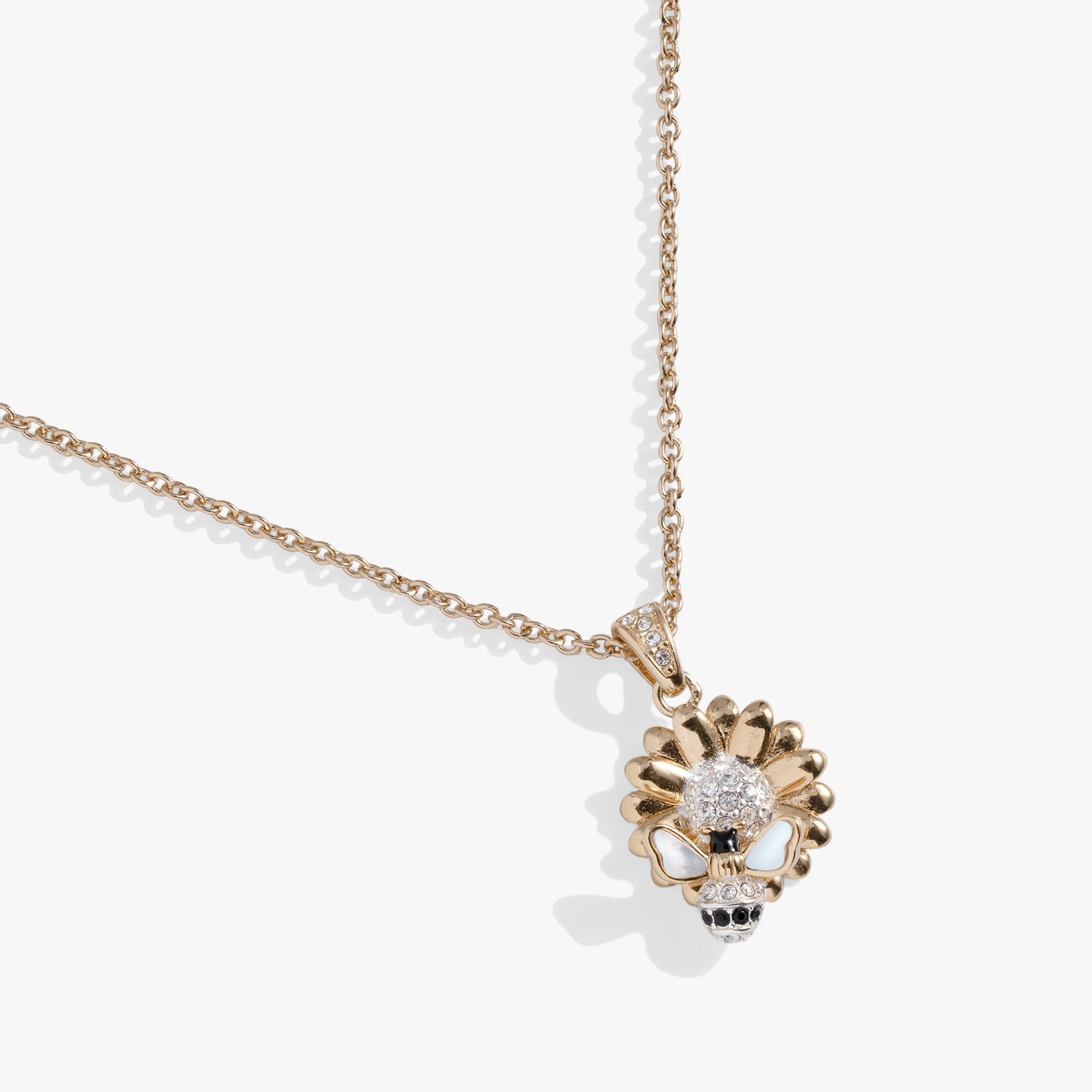 Sunflower &amp; Bee Pendant Necklace
