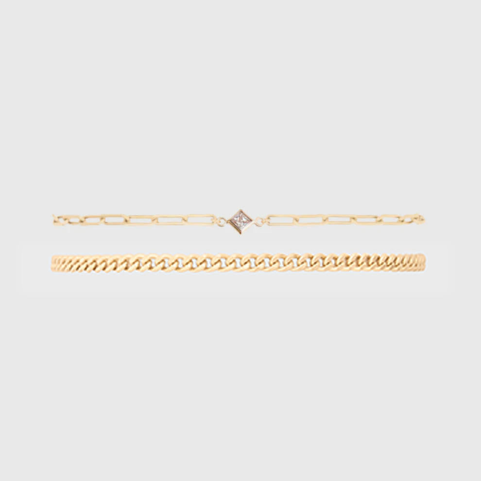 birthstone + gabi curb bracelet stack