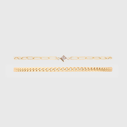 birthstone + gabi curb bracelet stack