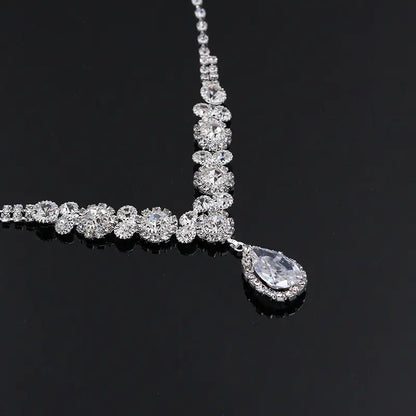 Luxury Zirconia Waterdrop Necklace and Earrings Set