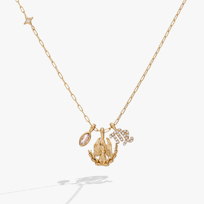 Virgo Zodiac Charm Cluster Necklace