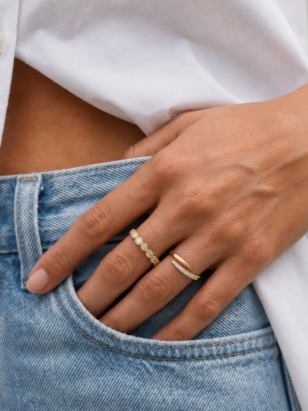 Gold Filled Pave Spiral Ring