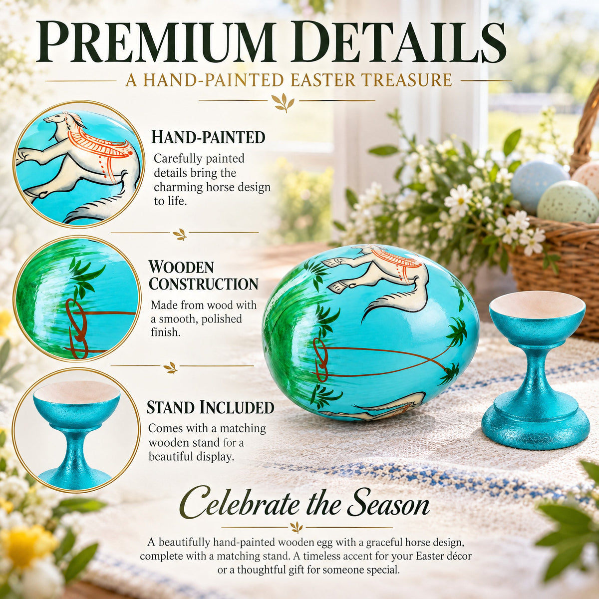 Royal Horse Wooden Easter Egg